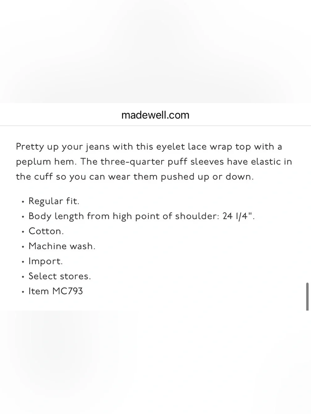 Madewell Eyelet Wrap Peplum Top